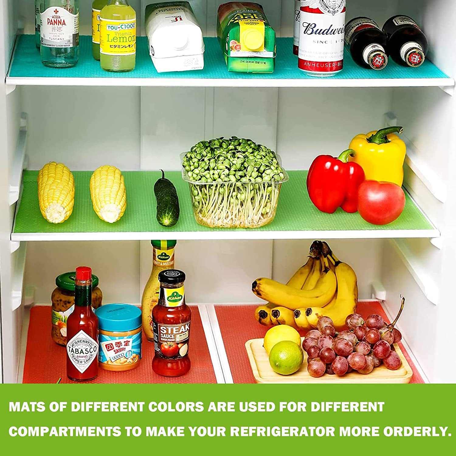 12 PCS Refrigerator Liners Mats Washable Mats Liner Waterproof Oilproof Fridge Liners for Shelves, Cover Pads for Freezer Glass Shelf Cupboard Cabinet Drawer 29CM*45CM (3 Color Mixed)